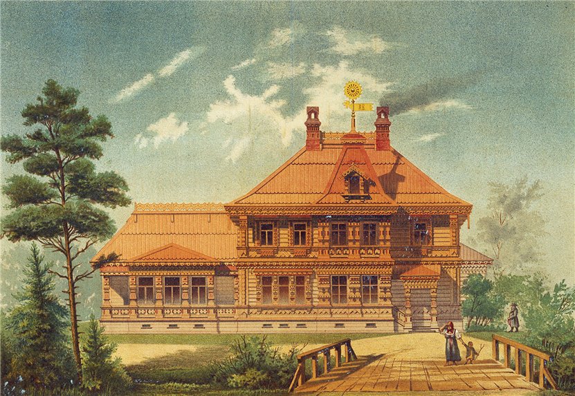 Fabrika de Case - Casa din lemn in Rusia, ilustratie carte postala